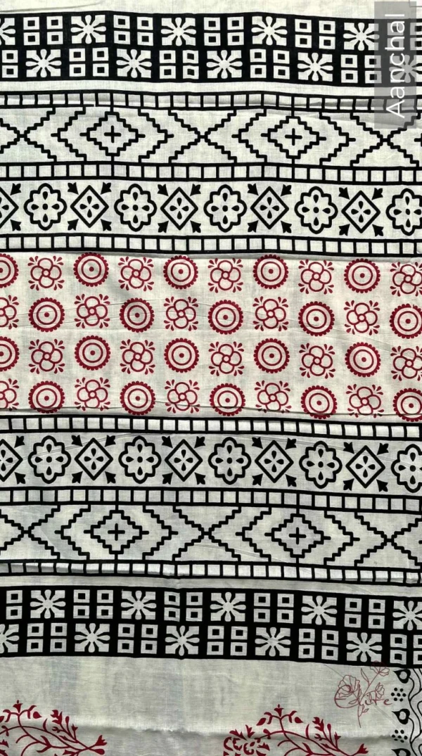 Vedika White Pure Cotton Bagru Saree