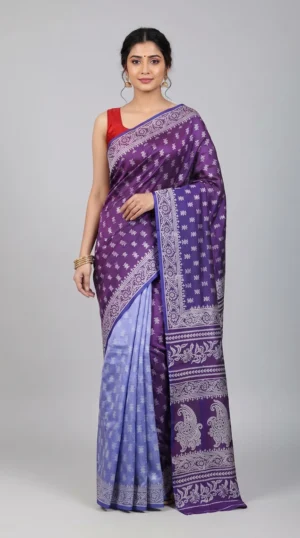 Majestic Purple Pure Katan Silk Saree