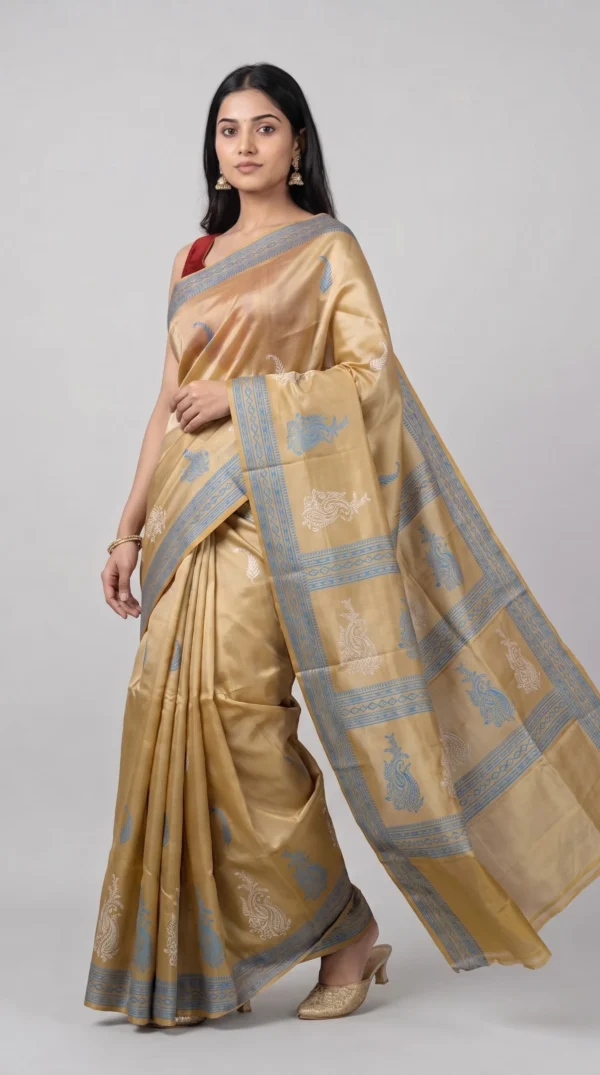 Earthy Yellow Pure Katan Silk Saree