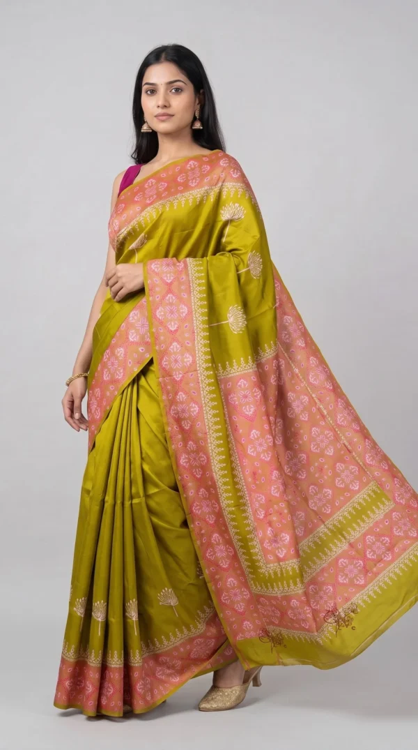 Mystic Green Pure Katan Silk Saree