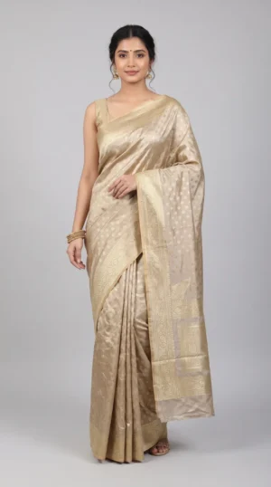 Soft Beige Benarasi Katan Silk Saree