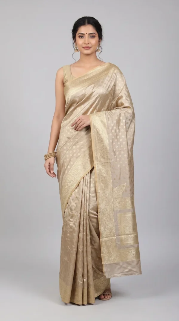 Soft Beige Benarasi Katan Silk Saree