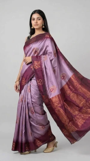 Kaaveri Lilac Pure Kanjivaram Saree