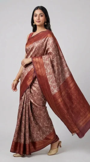 Akshita Brown Pure Kanjivaram Saree