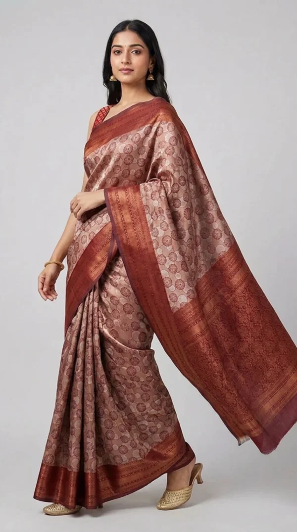 Akshita Brown Pure Kanjivaram Saree