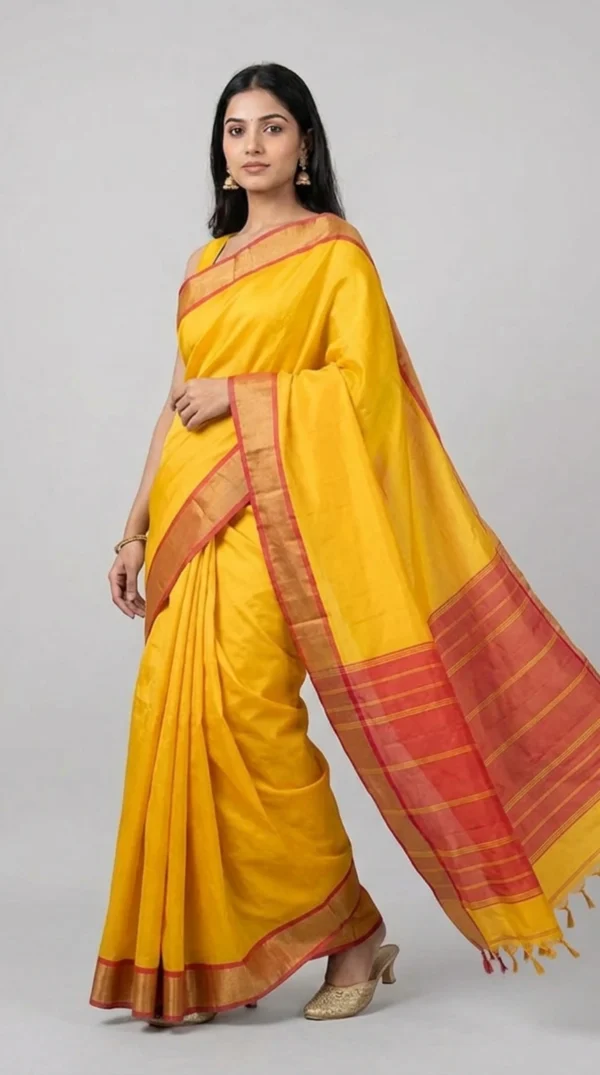 Sunburst Yellow Pure Kanjivaram Saree