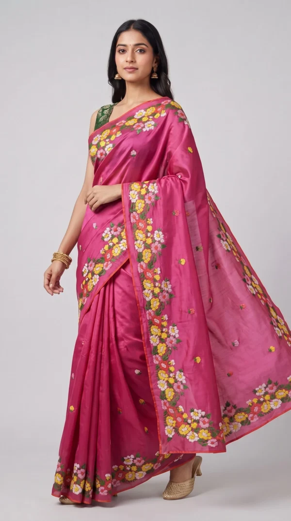 Ayesha Pink Parsigara Pure Tussar Saree