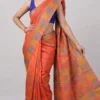 Orange Dual Tone Pure Katan Silk Saree