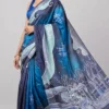 Midnight Blue Pure Tussar Kantha Saree