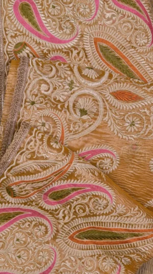 Mahavi Golden Embroidered Designer Saree