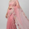 Mabel Pink Chikankari Organza Saree