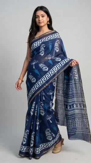 Ruhani Dabu Printed Chanderi Saree