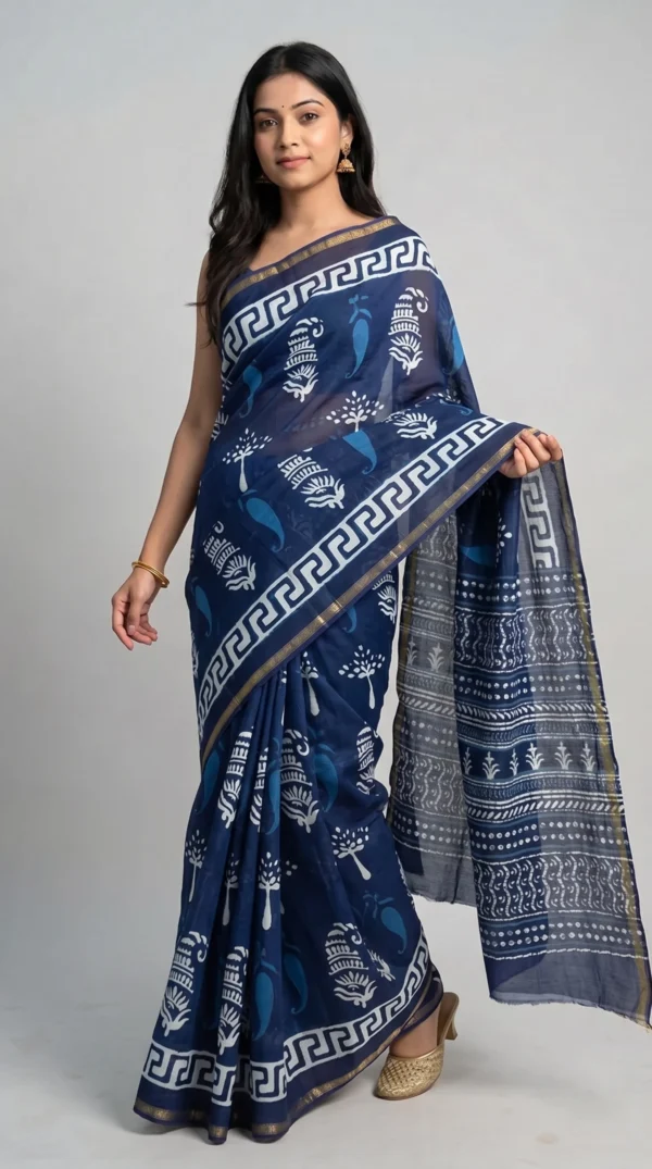 Ruhani Dabu Printed Chanderi Saree