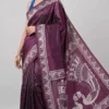 Maroon Pure Tussar Kantha Saree
