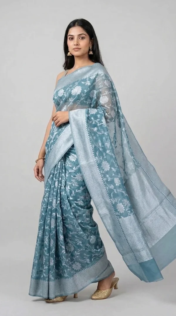Pastel Blue Timeless Pure Silk Saree