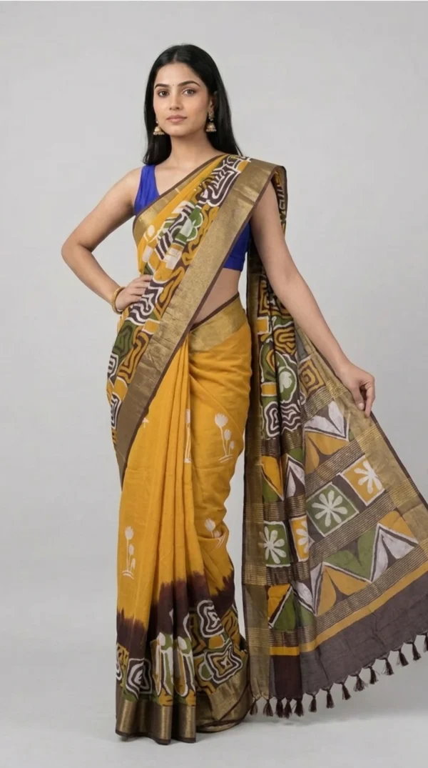 Triveda Batik Cotton Silk Saree