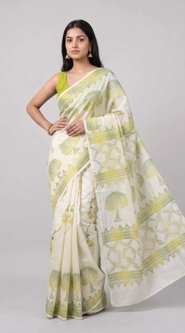 Mellow White Pure Katan Silk Saree