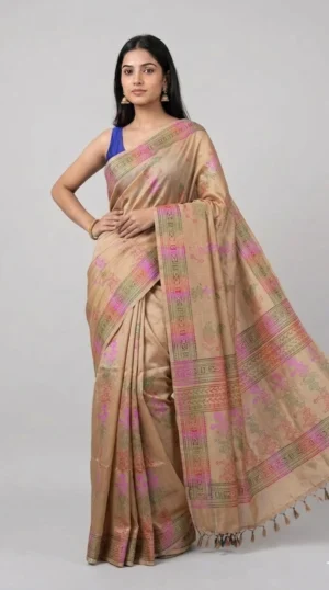 Rose Gold Pure Katan Silk Saree