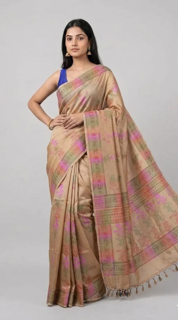 Rose Gold Pure Katan Silk Saree