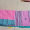 Dual-Tone Khadi Cotton Saree – Pink and Cyan Handloom Drape