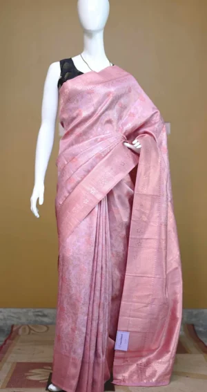 Wine color with golden jari kanjivaram work on Satin Silk Saree