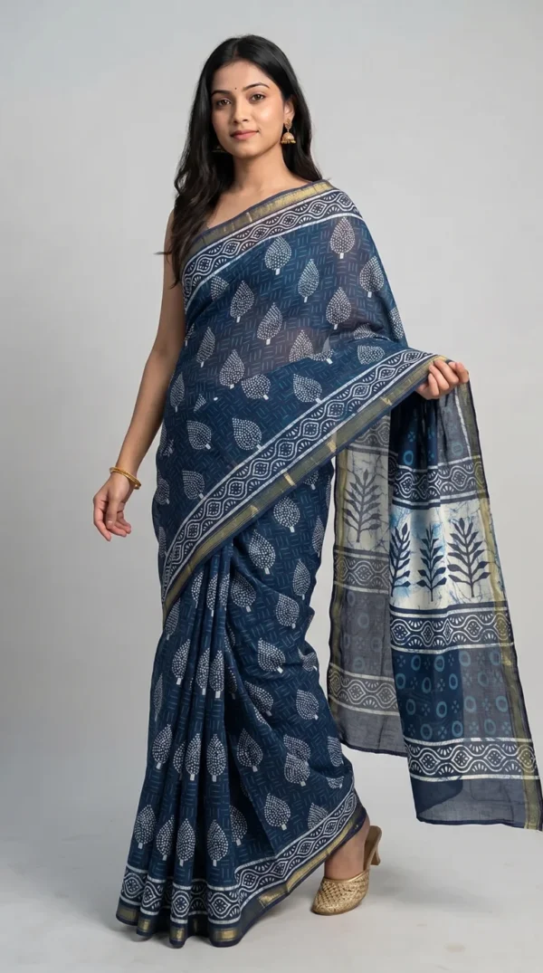 Ishika Pure Cotton Bagru Saree