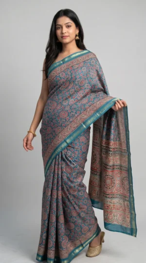 Karishmaa Pure Cotton Ajrakh Saree
