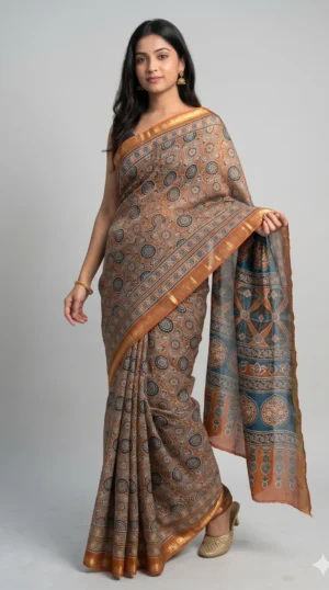 Nishaa Pure Cotton Ajrakh Saree