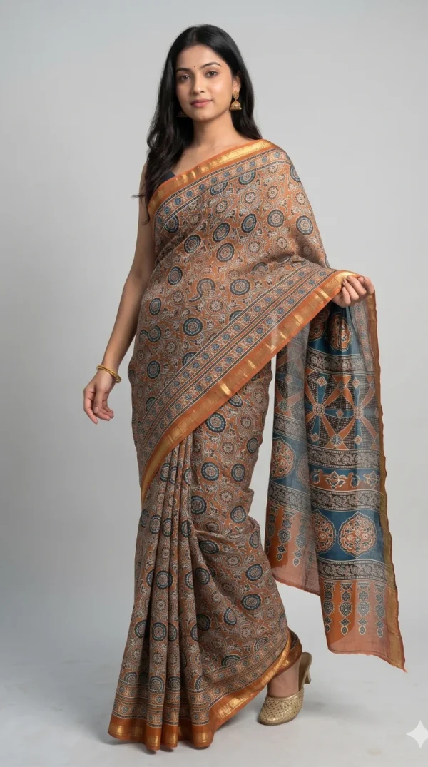 Nishaa Pure Cotton Ajrakh Saree