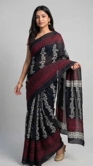 Sreeja Pure Cotton Bagru Saree