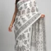 Suhaani White Pure Cotton Bagru Saree