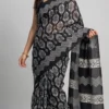 Devika Black Pure Cotton Bagru Saree