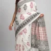 Vedika White Pure Cotton Bagru Saree