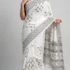 Reshma White Pure Cotton Bagru Saree