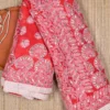 Red Mukaish Chikankari Saree with Gota Patti Border