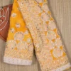 Yellow Mukaish Chikankari Saree with Gota Patti Border