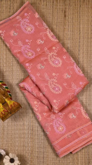 Peach Kota Silk Saree | Exquisite, Elegant Handloom 2026