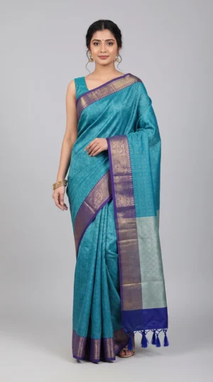 Elegant Blue Tanchuee Benarasi Saree