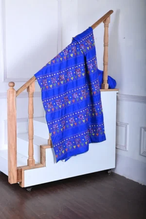 Royal blue color Lambani work on Pure Tussar Saree