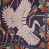 Navy Blue Bangalore Silk Saree with Bird and Flower Stitch Work