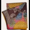 Maroon Tussar Silk Saree with Mirror Accents and Hand Kantha Embroidery