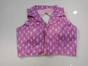 Light Pink Jacket Style Collared Sleeveless Blouse