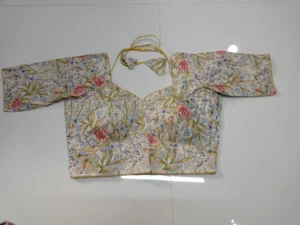 Florals on Off White Printed Sweetheart Neck Blouse