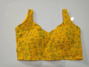 Yellow Printed Pure Cotton Sleeveless Blouse