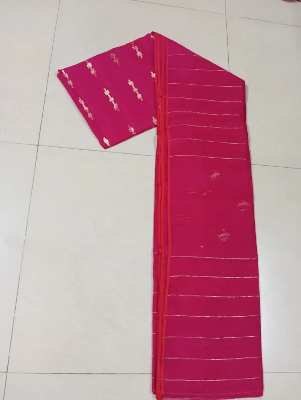 Red Jamdani cotton saree with floral handwoven motifs