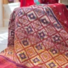 Serene Red Kantha Stitch Tussar Silk Saree with Kutch and Shibori