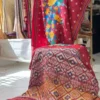 Serene Red Kantha Stitch Tussar Silk Saree with Kutch and Shibori