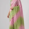 Pink Chikankari Tussar Silk Saree