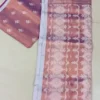 Brown Jamdani saree in tissue silk with handwoven Bengal motifs