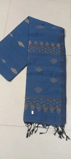 Smoke Grey Organic Linen Saree with Refined Zari Detailing